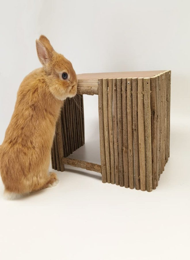 Barn Eleven Large Wooden Rabbit Nest Bunny House and Hideouts Small Animal Play Hideaway Hut for Indoor Adult Rabbit Guinea Pig Chinchilla Habitat (Rectangle) - Image 3